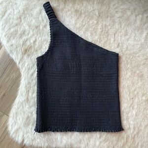 Reformation Charcoal Ribbed Knit Top